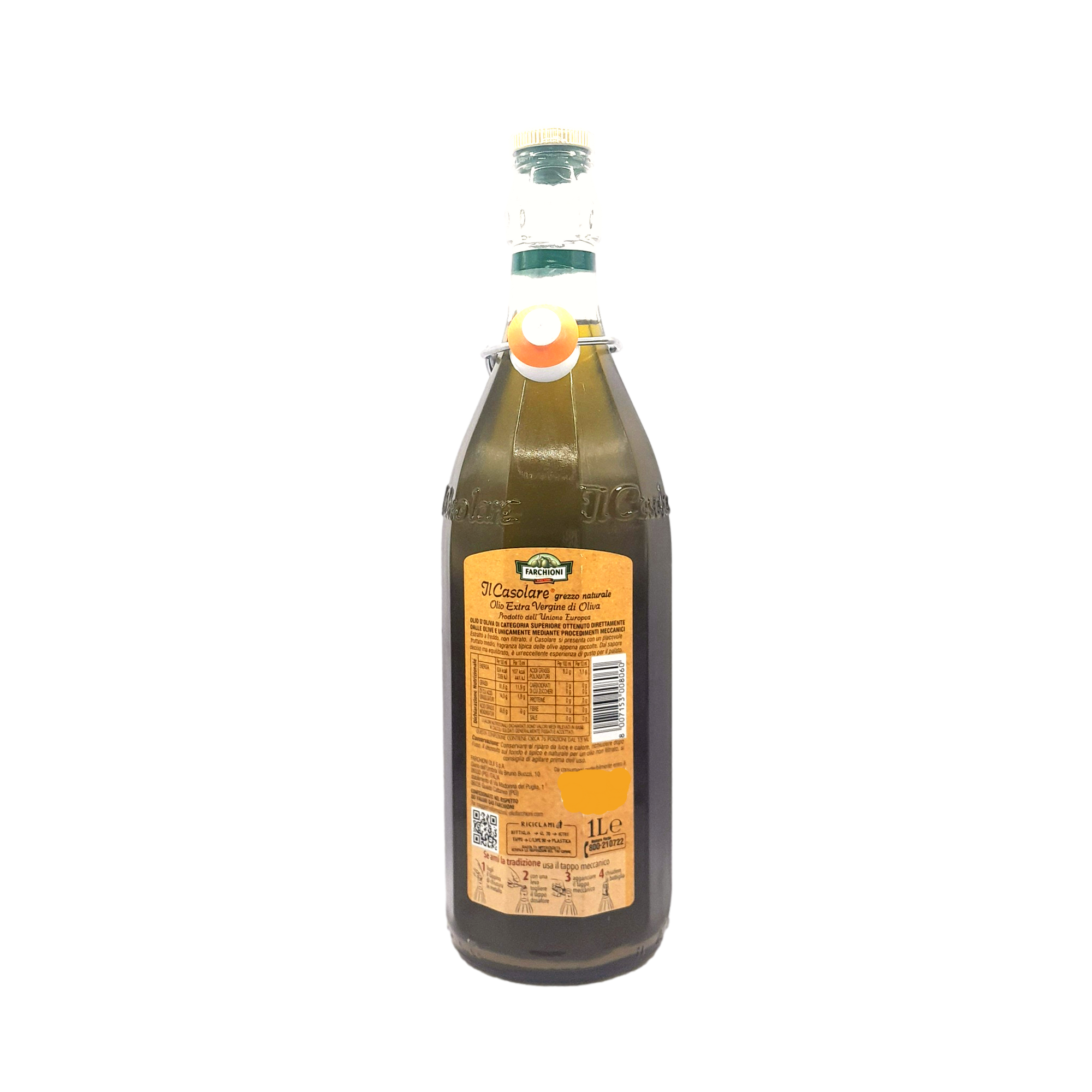 Olio extra vergine d'oliva Farchioni 1 lt Il Casolare, grezzo naturale,  olive dell'Unione Europea