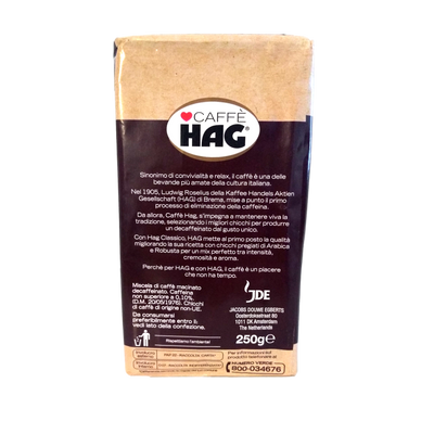 HAG GROUND COFFEE GR 250 BAG DECAF X 16