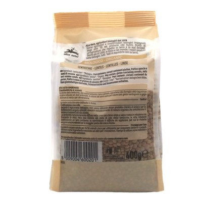ALCENERO LEGUMES GR 400 LENTILS ORGANIC X 12