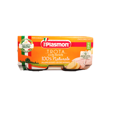 PLASMON BABY FOOD PUREE FISH GR 80 X 2 TROUT AND POTATOES X 12